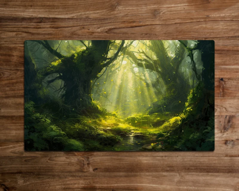 The Glowing Grove - MTG Playmat - 24 x 14 inches - MTG Gifts - Magic The Gathering Gifts - Stitched Playmat