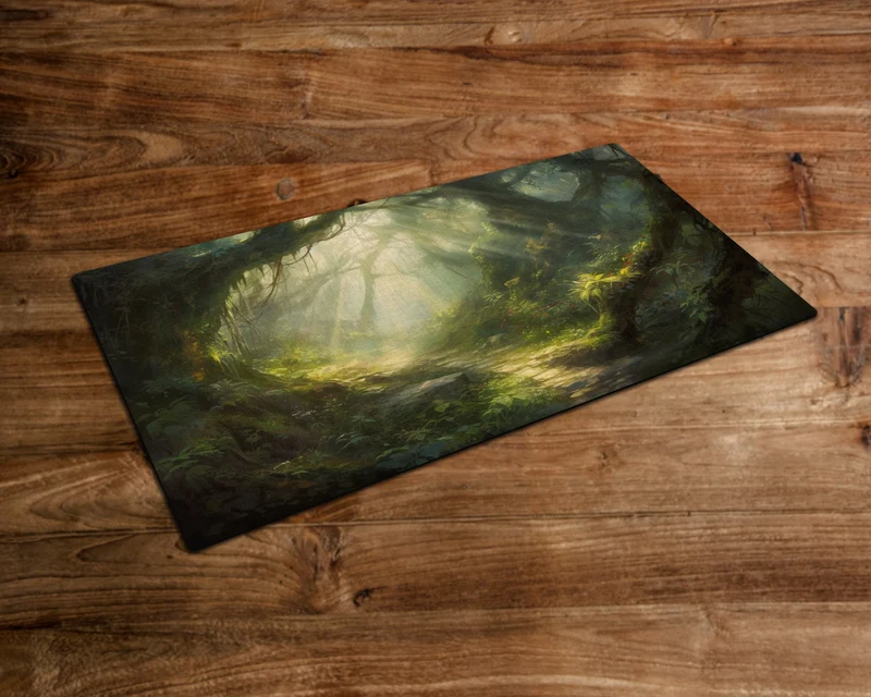 A Forest Garden of Secrets and Wanders - MTG Playmat - 24 x 14 inches - MTG Gifts - Magic The Gathering Gifts - Stitched Playmat