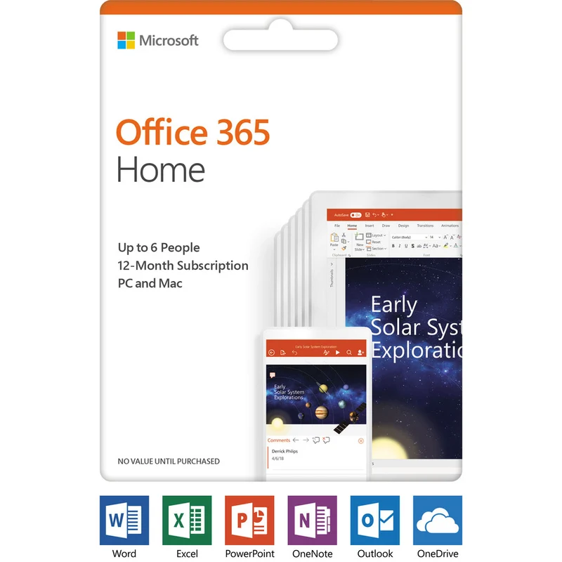Microsoft Office 365 Famille - Licence d'abonnement - Jusqu'à 6 utilisateurs, jusqu'à 6 PC/Mac - 1 an AAA-04258