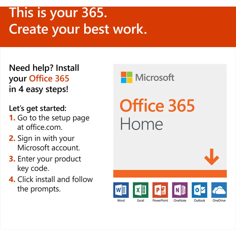 Microsoft Office 365 Famille - Licence d'abonnement - Jusqu'à 6 utilisateurs, jusqu'à 6 PC/Mac - 1 an AAA-04258
