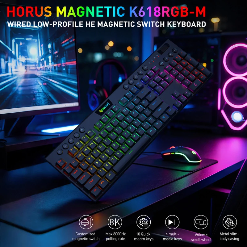 HORUS K618 HE Wired Low-Profile Rapid Trigger Magnetic Keyboard