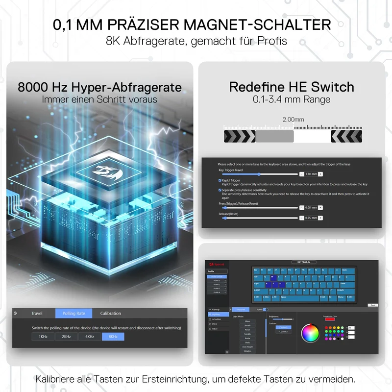 FIZZ K617 HE 60% Hall-Effekt Gaming-Tastatur QWERTZ