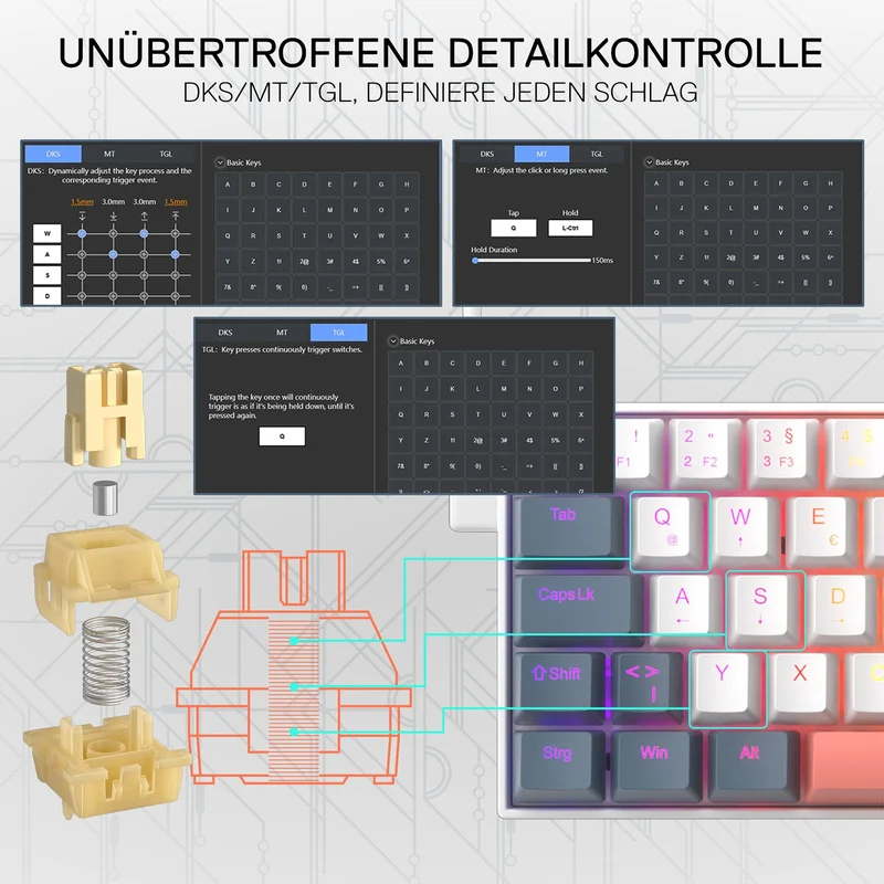 FIZZ K617 HE 60% Hall-Effekt Gaming-Tastatur QWERTZ