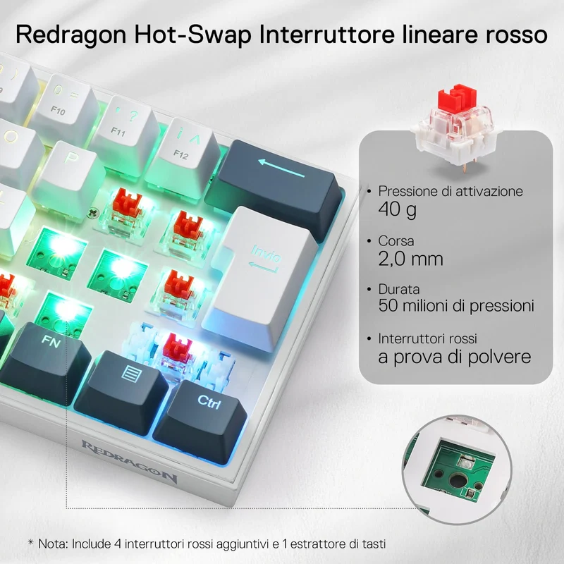 FIZZ K617 60% Tastiera Meccanica Gaming QWERTY – Bianco & Blu