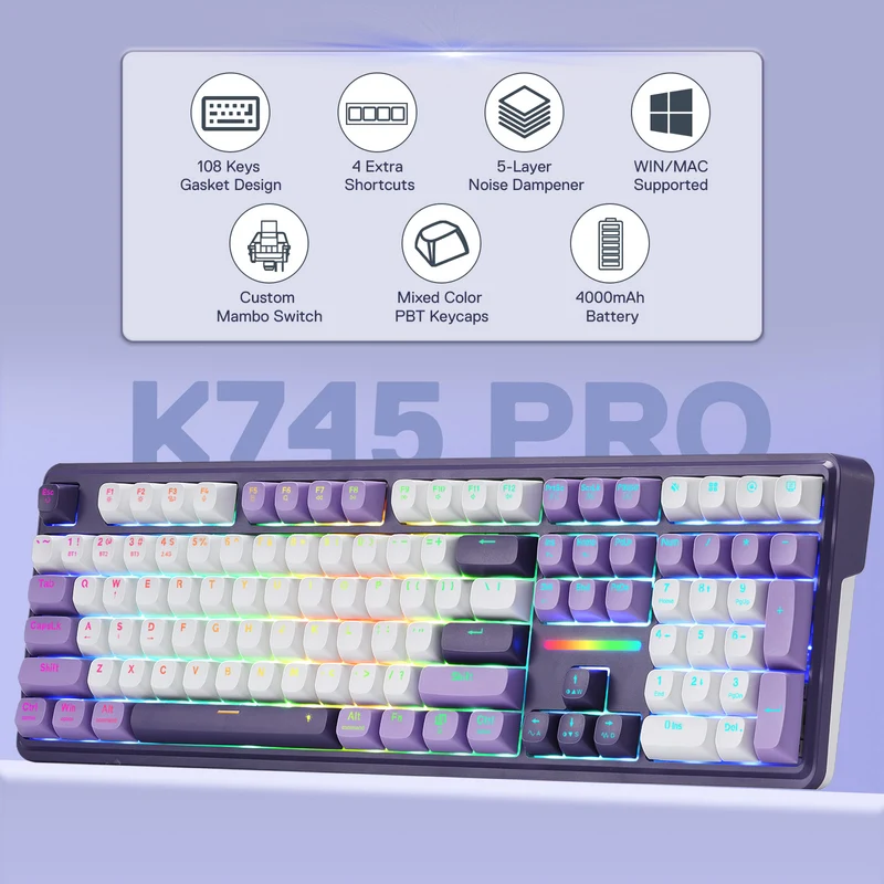 ANTONIUM K745 PRO Keyboard & AZZMACH M618 (1K HZ) Mouse Combo