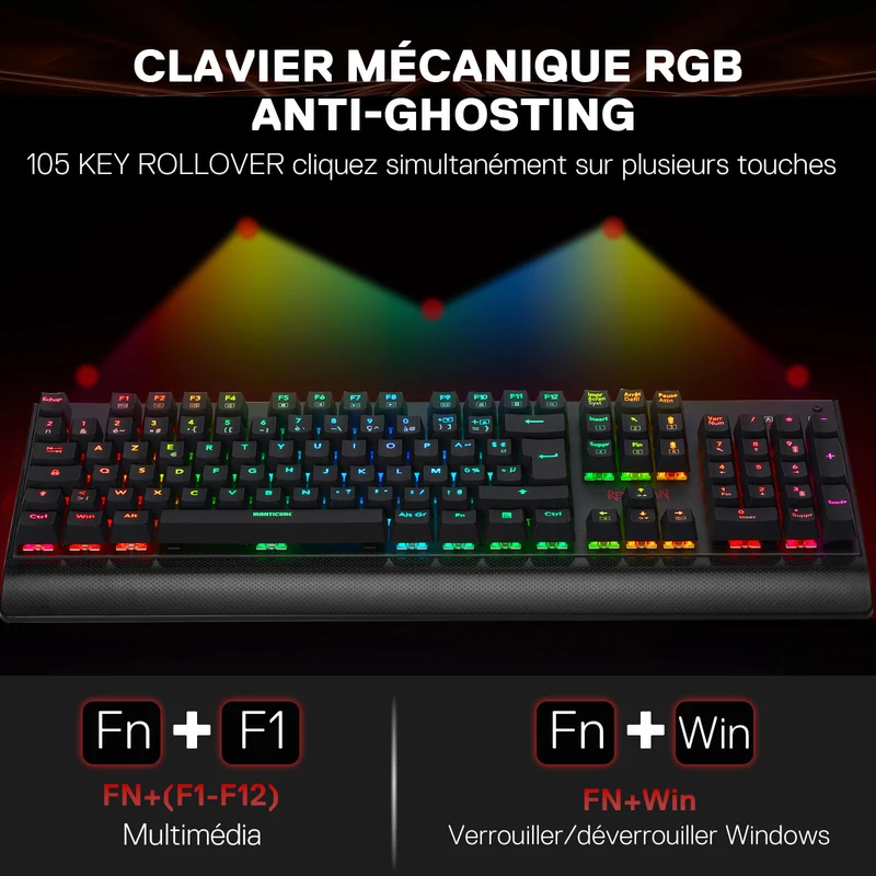 KALA K557 Clavier De Jeu À Membrane Filaire (French Layout Only)