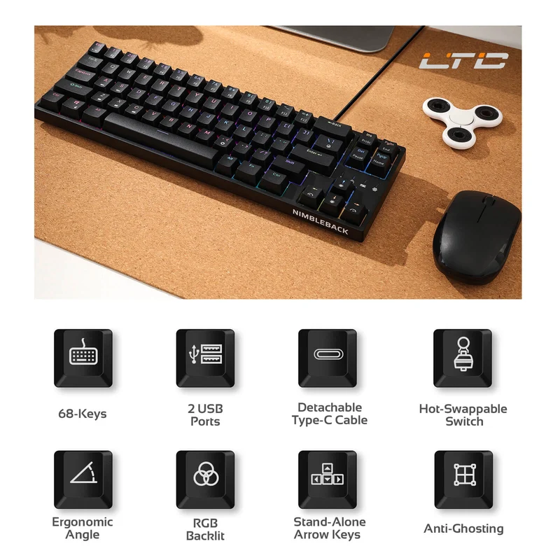 Redragon X LTC NB681 68 Keys Wired Mechanical Keyboard (Ships to US Only)