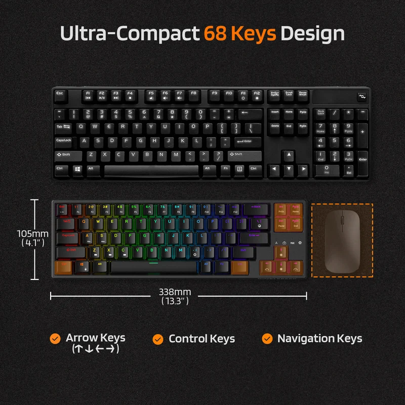 Redragon X LTC NB681 68 Keys Wired Mechanical Keyboard (Ships to US Only)
