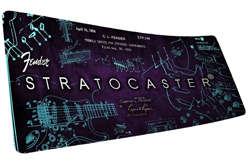Official Fender Stratocaster Blueprint (Purple) - Desk Mat