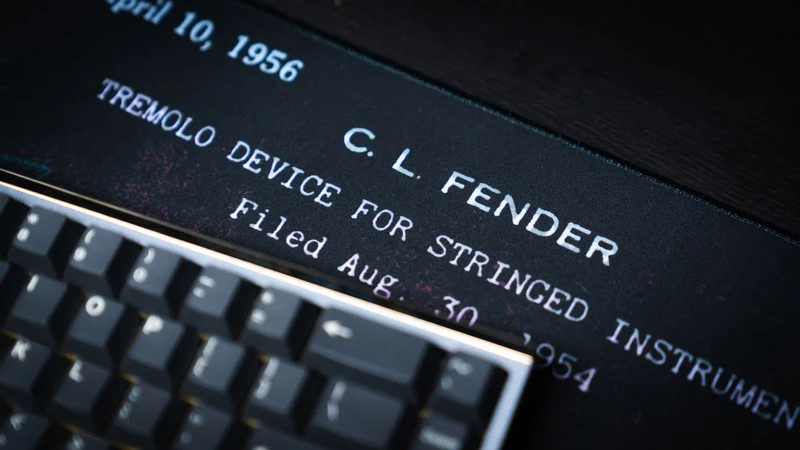 Official Fender Stratocaster Blueprint (Purple) - Desk Mat