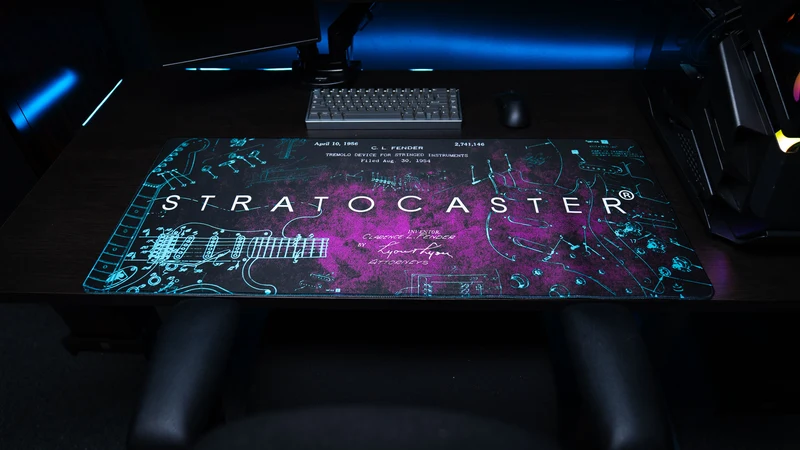 Official Fender Stratocaster Blueprint (Purple) - Desk Mat