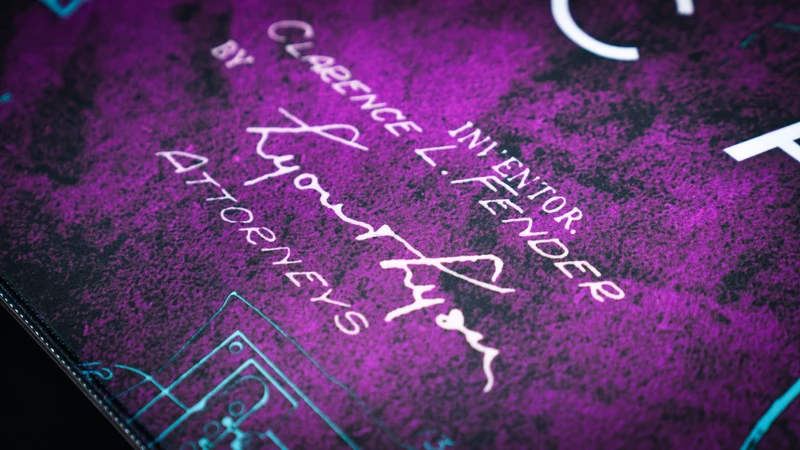 Official Fender Stratocaster Blueprint (Purple) - Desk Mat