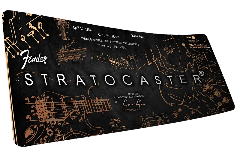 Official Fender "Stratocaster Blueprint" (Gold) - Desk Mat