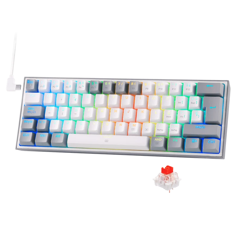 FIZZ K617ES Teclado Mecánico Mini 60% – Blanco y Gris