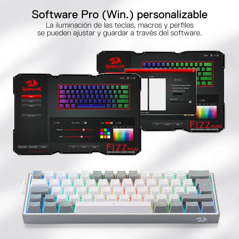 FIZZ K617ES Teclado Mecánico Mini 60% – Blanco y Gris