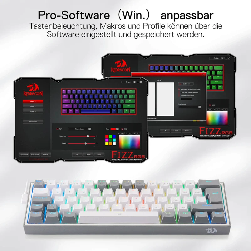 FIZZ K617DE 60% Mini mechanische Tastatur – Weiß & Grau