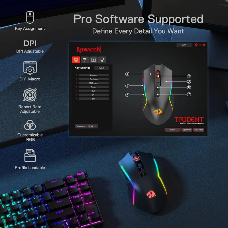 HORUS K618 Ultra-slim Keyboard & TRIDENT M693 Mouse Tri-Mode Combo