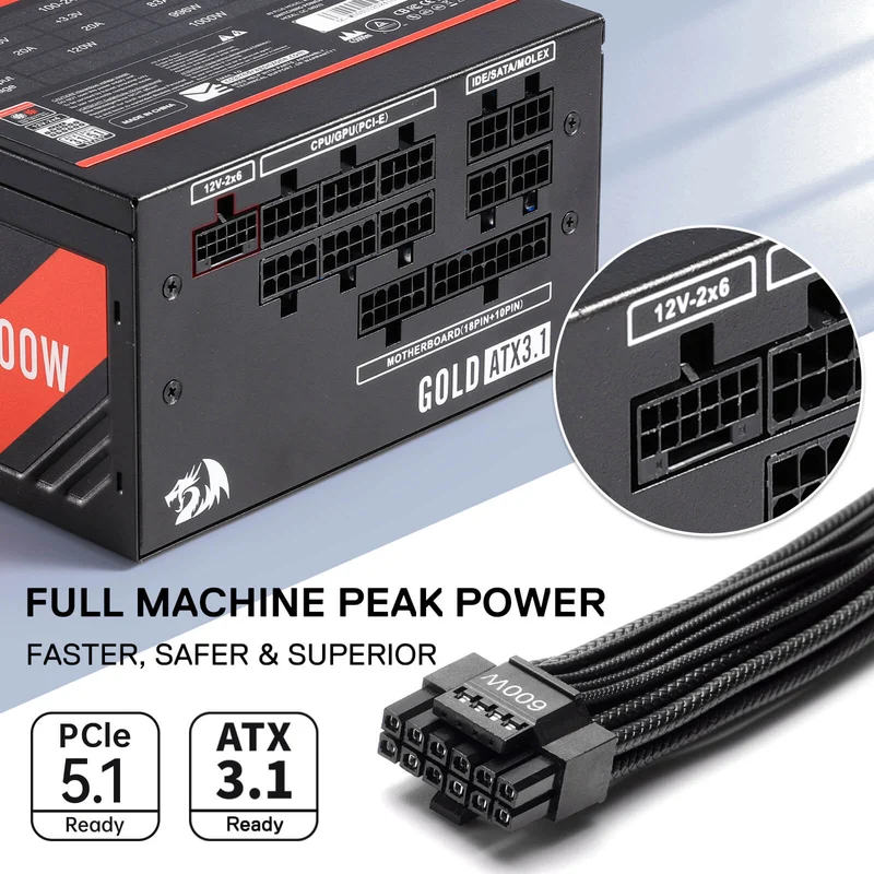 MASTER RGPS PRO 1200W 80 Plus® Gold ATX 3.1 PSU (Black & White)