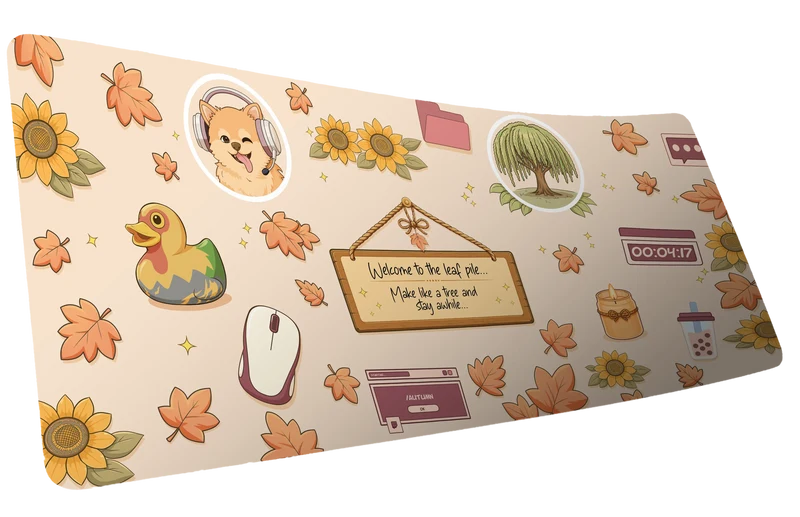 "Welcome to the Leaf Pile" — Autumn Deskmat