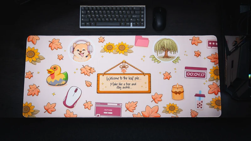 "Welcome to the Leaf Pile" — Autumn Deskmat