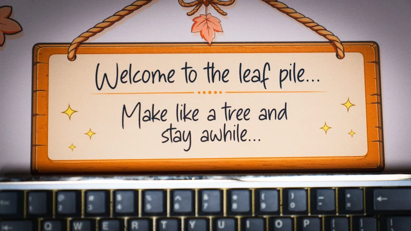 "Welcome to the Leaf Pile" — Autumn Deskmat