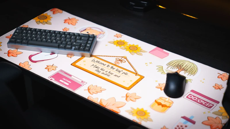 "Welcome to the Leaf Pile" — Autumn Deskmat