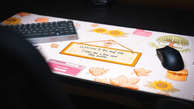 "Welcome to the Leaf Pile" — Autumn Deskmat