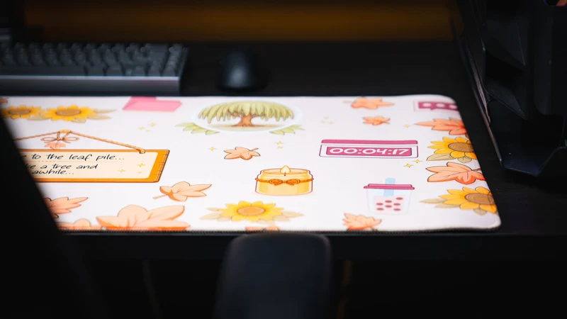 "Welcome to the Leaf Pile" — Autumn Deskmat