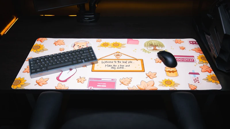 "Welcome to the Leaf Pile" — Autumn Deskmat