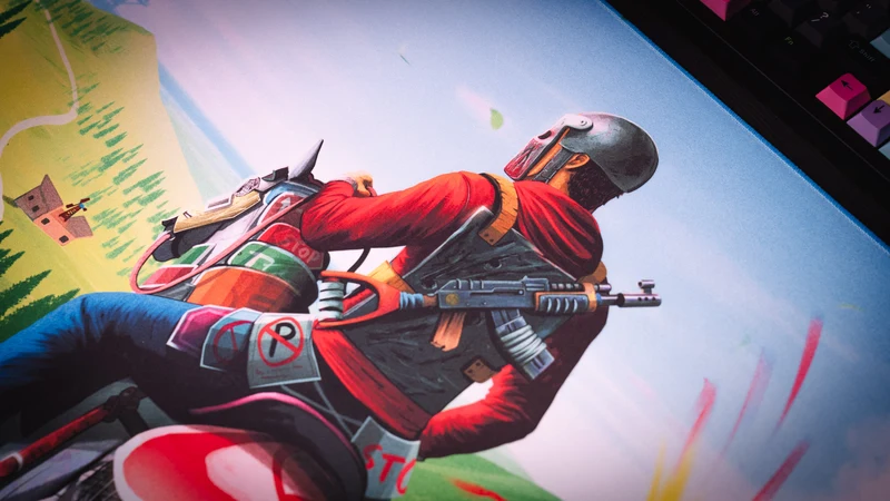 "Willy and his Horse" — Skier Deskmat