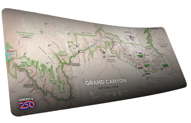 "Grand Canyon Map (Green)" — National Park Maps Deskmat