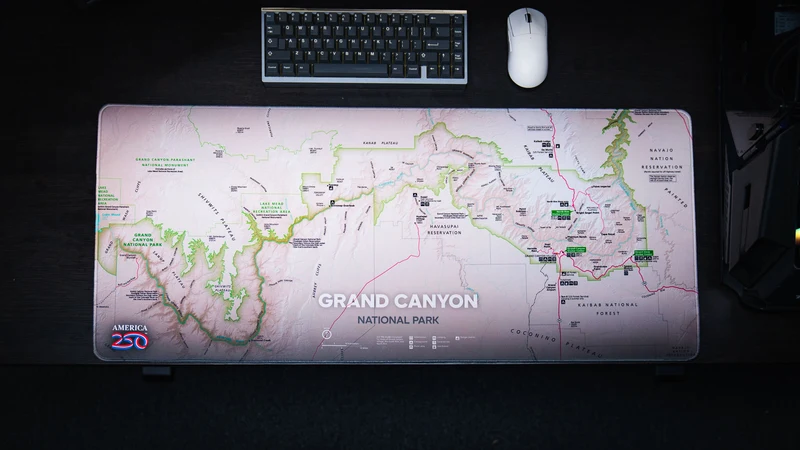 "Grand Canyon Map (Green)" — National Park Maps Deskmat