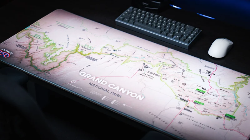 "Grand Canyon Map (Green)" — National Park Maps Deskmat