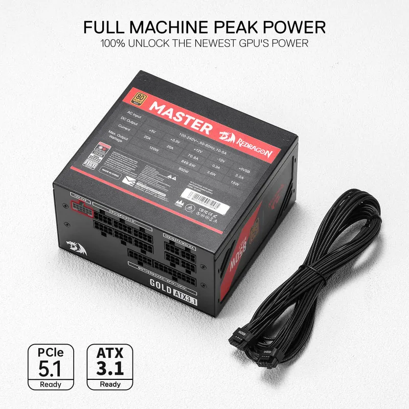 MASTER RGPS-850W 80 Plus® Gold ATX 3.1 PSU (Black & White)