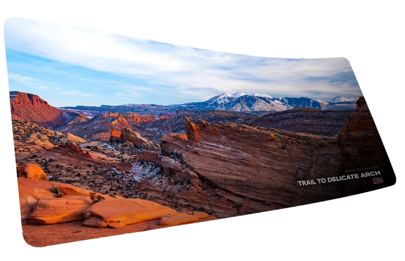 "Trail to Delicate Arch" — America 250 Deskmat