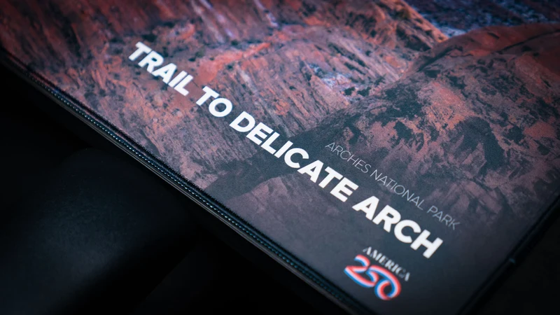 "Trail to Delicate Arch" — America 250 Deskmat
