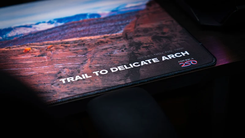 "Trail to Delicate Arch" — America 250 Deskmat