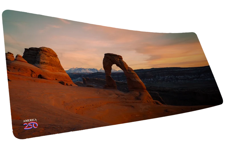 "Delicate Arche Front View" — America 250 Deskmat
