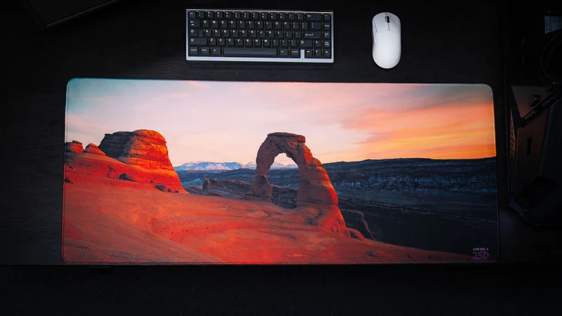 "Delicate Arche Front View" — America 250 Deskmat