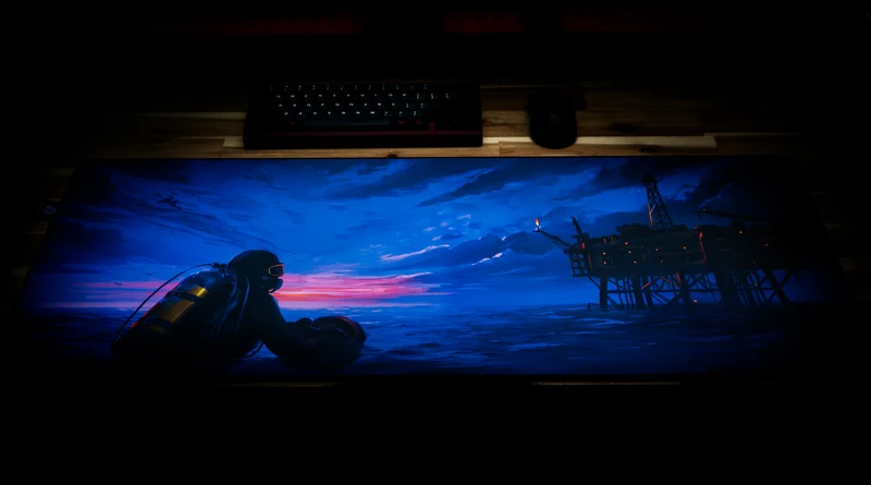 "Silent Rig" — Rust Deskmat