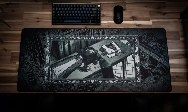 "Medieval Tailor’s Tapestry B&W" — Angelikatosh Deskmat