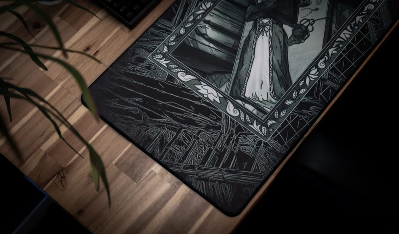 "Medieval Tailor’s Tapestry B&W" — Angelikatosh Deskmat