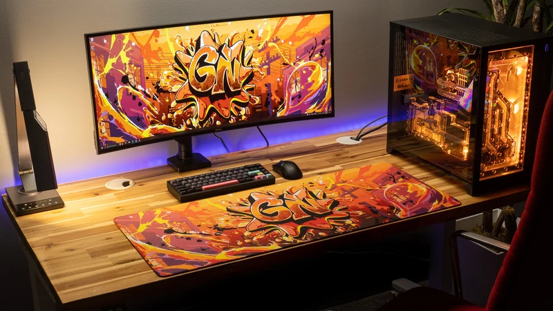 "Splash Graffiti" — Glo Navy Deskmat