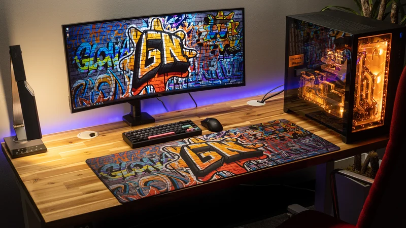 "Graffiti" — Glo Navy Deskmat