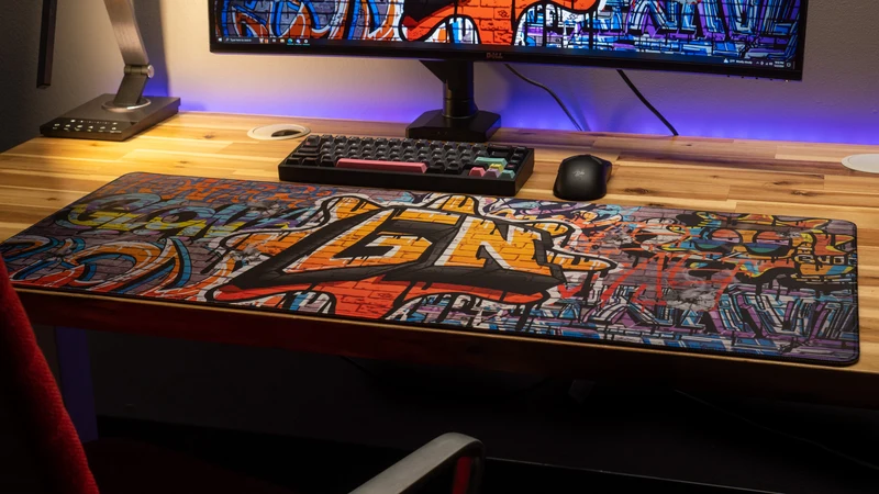 "Graffiti" — Glo Navy Deskmat