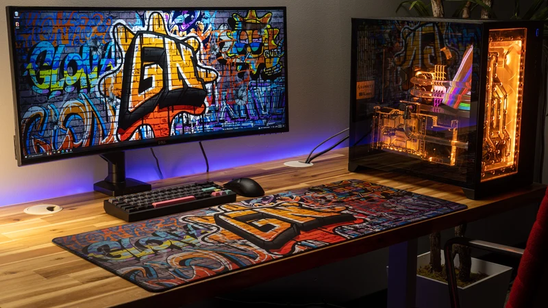 "Graffiti" — Glo Navy Deskmat