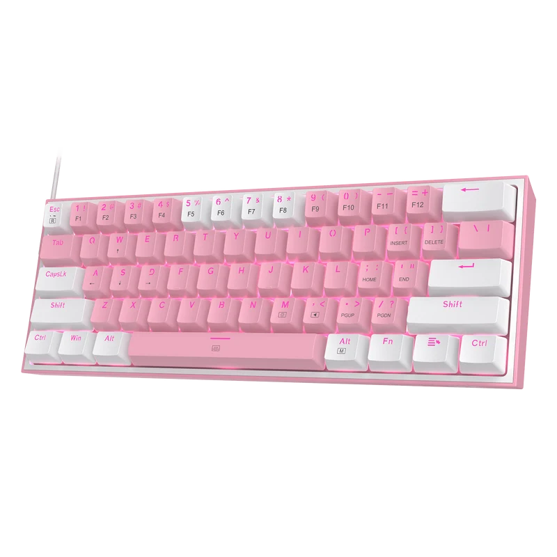FIZZ K617 60 White & Pink Mechanical keyboard