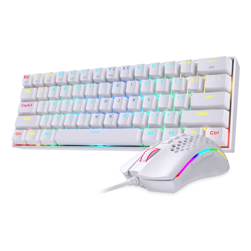 K530 PRO 60% RGB Wireless Mechanical White Keyboard (Brown Switch) M808 White Lightweight RGB Gaming Mouse Bundle