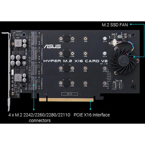 Adaptateur Asus M.2 vers PCI Express HYPER M.2 X16 CARD V2