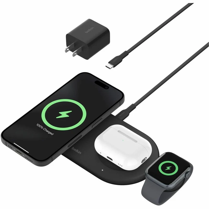 Chargeur magnétique sans fil Belkin BoostCharge Pro 3 en 1 avec Qi2 15 W WIZ022TTBK